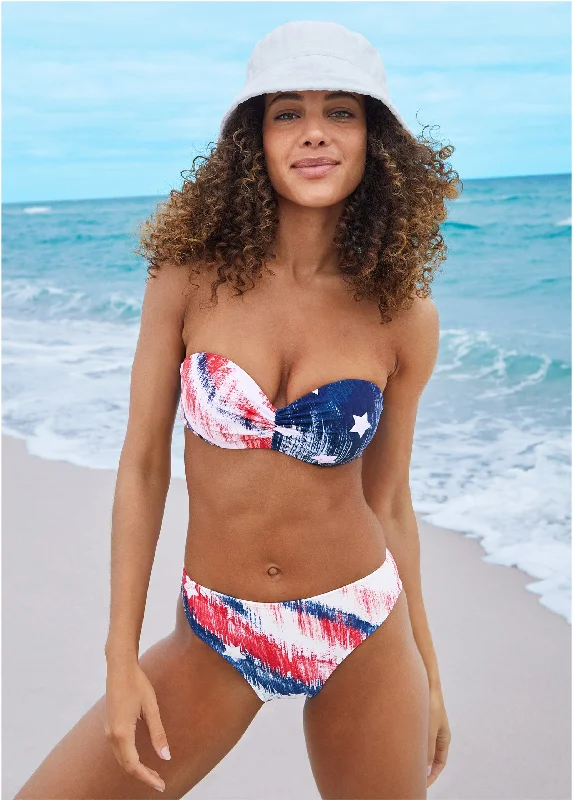 swimwear morning dips -Fiji Mid Rise Moderate Bottom - Boardwalk Flag Small