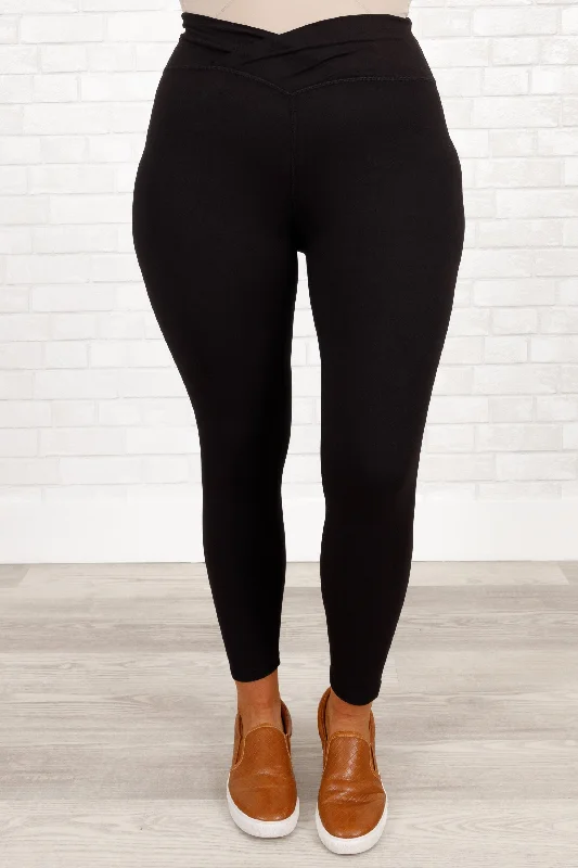 sports jacket breathable mesh -Clean Cut Leggings, Black