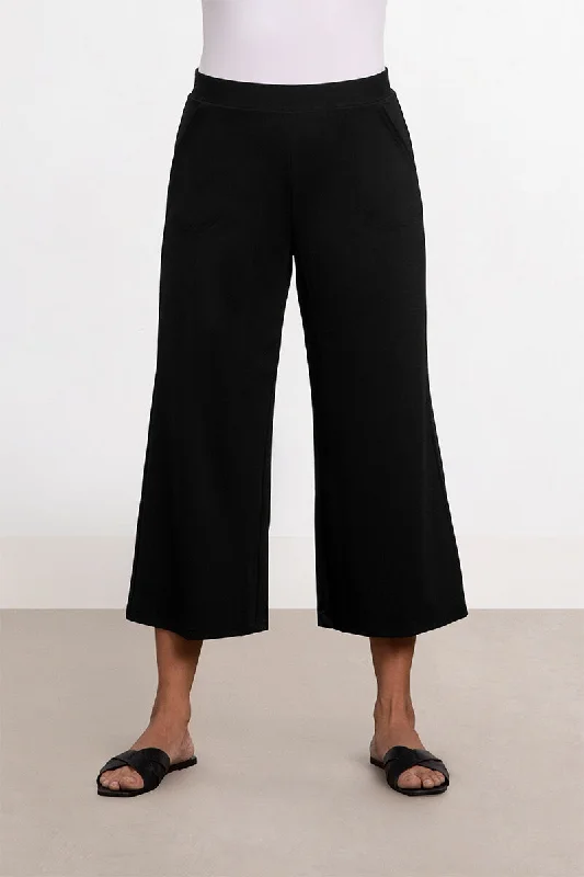 swimwear comfy fabric -Lux Nu Wide Leg Crop | Black