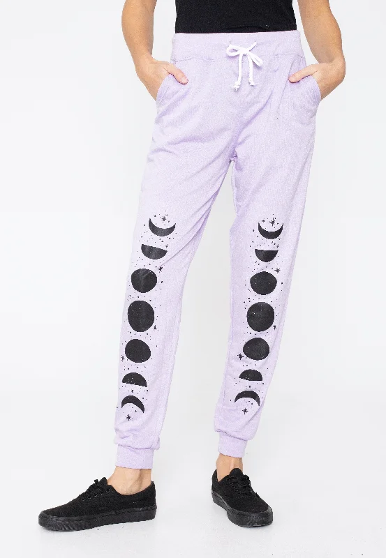 sports pant for adventure hikes -Too Fast - Phase Of The Moon And Stars Purple - Sweat Pants