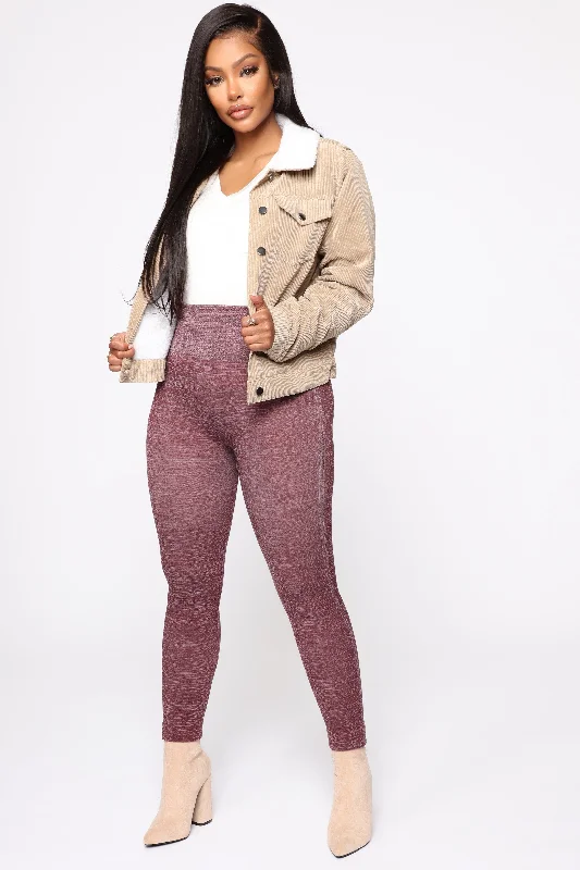 sports jacket sporty cut -Curves Ahead High Rise Legging - Burgundy