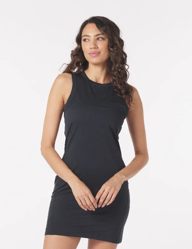 swimwear busy moms -Effortless Dress: Black Marble