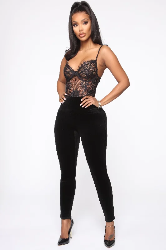 sports jacket team events -Melt My Heart Velvet Tummy Tuck Leggings - Black