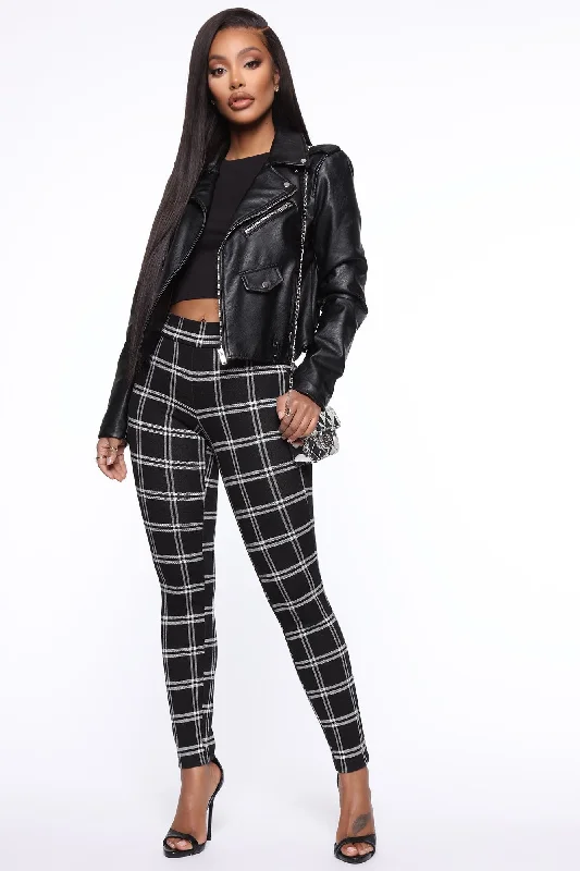 Plaid For You Leggings - Black/White