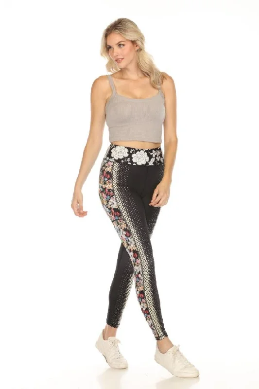 sports jacket soft texture -Johnny Was Bee Active Floral Legging with Pockets A5023