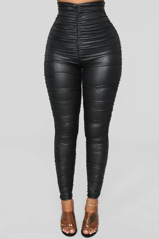 sports jacket slim style -Ride Or Die Chick Ruched Leggings - Black