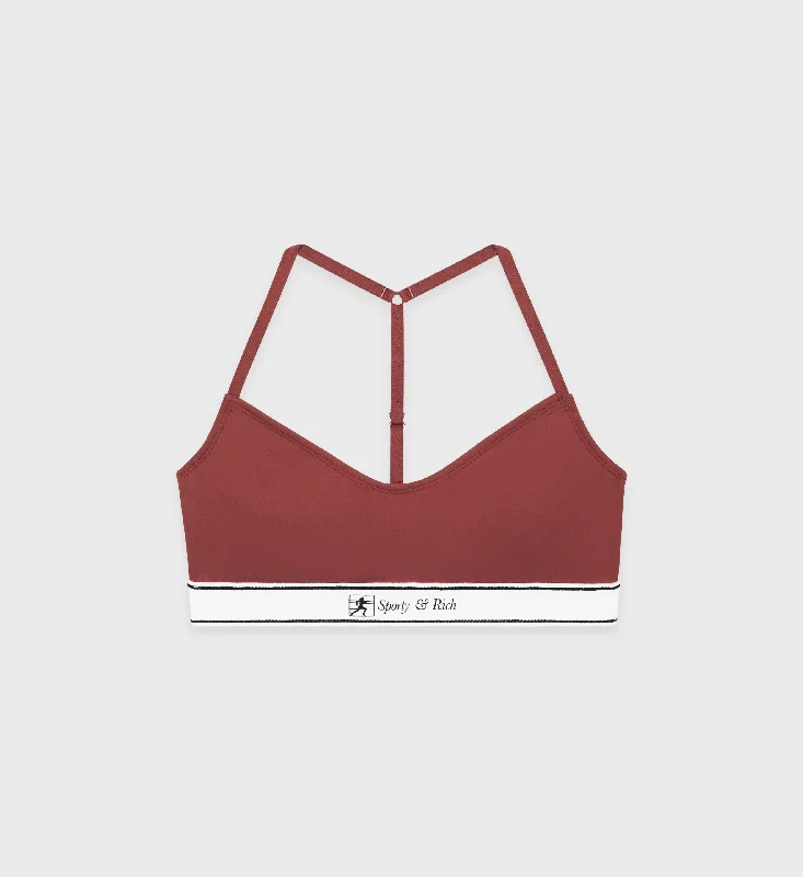 Neon Black Sports Bra for Night Runs -Runner Script Sports Bralette - Maroon