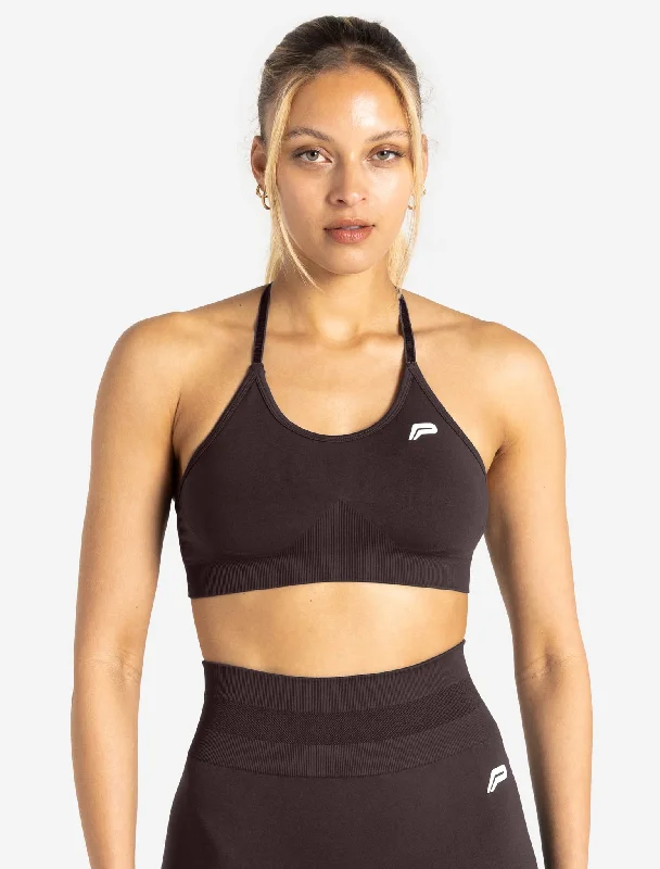 Blue Lace-Up Sports Bra for Trend -Scrunch Seamless Sports Bra - Chocolate Plum