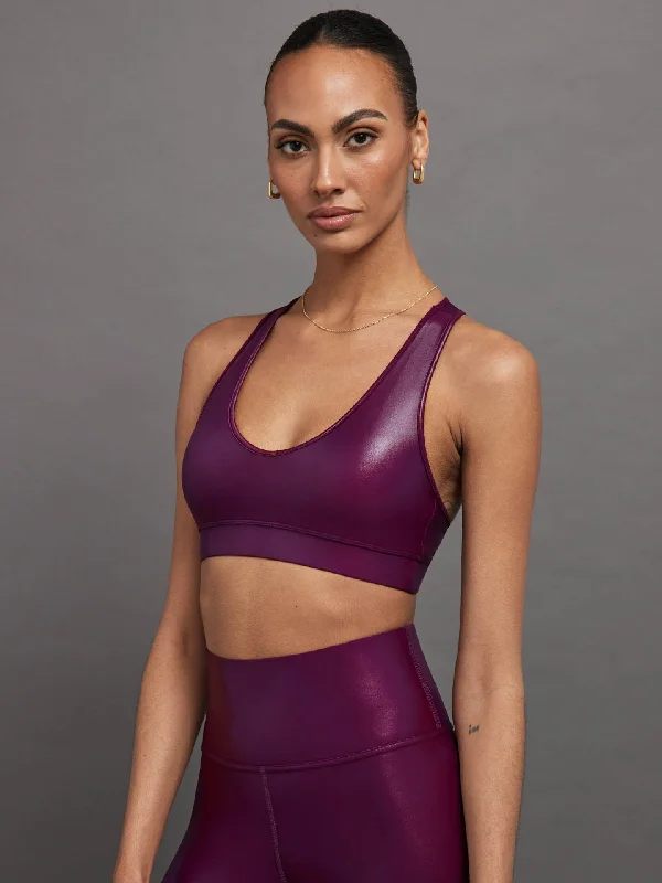 Stretchy Blue Sports Bra for Dance -Action Bra 2.0 in Takara Shine - Pickled Beet