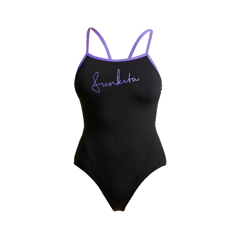 black swimwear sleek -Night Mare | Ladies Single Strap One Piece