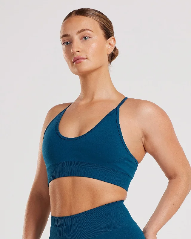 Blue Sports Bra for Fitness -Define Seamless Racer Back Bra | Teal