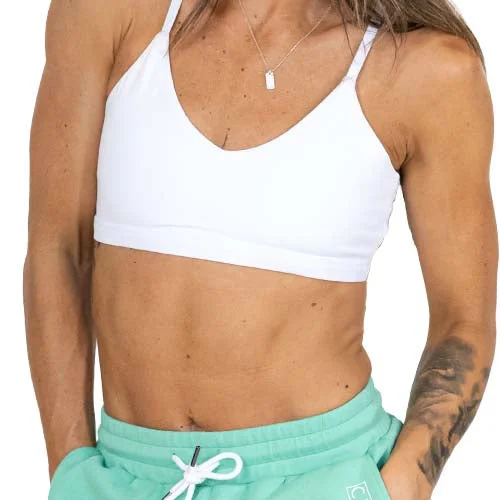 Mesh Back Sports Bra for Ventilation -Move Free Bra | White