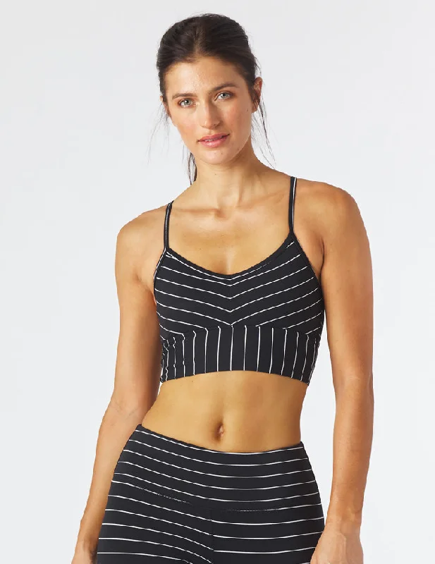 Green Premium Sports Bra for Luxury -Premier Bra: Black / White Pinstripe