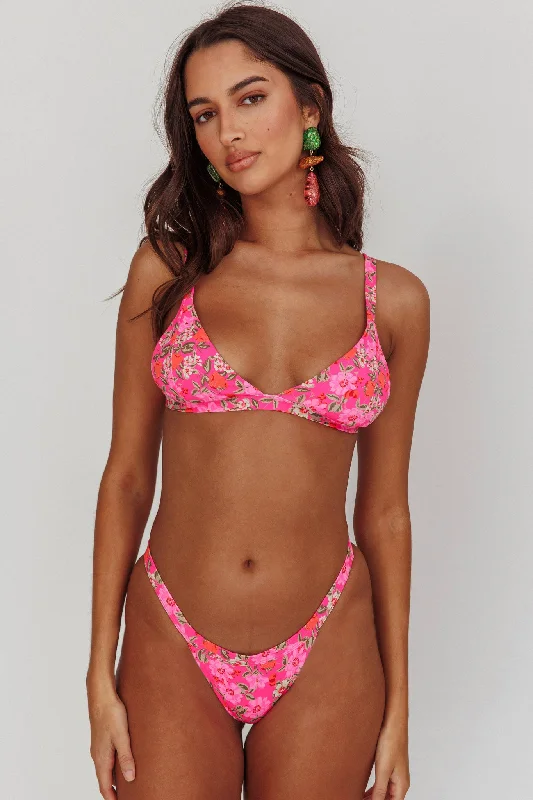 swimwear fitness goals -Aether Scrunched Tanga Bikini Bottoms Pink Floral