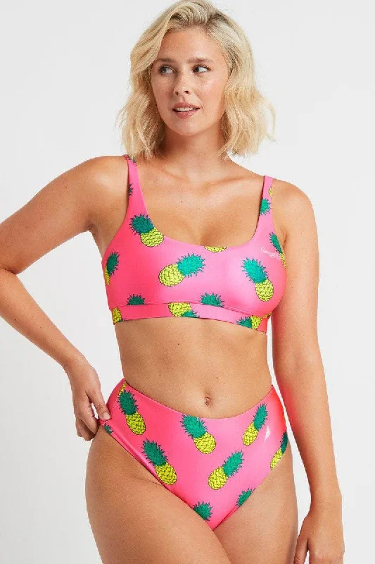 swimwear warm days -Palm Beach Top in Pink Pineapples