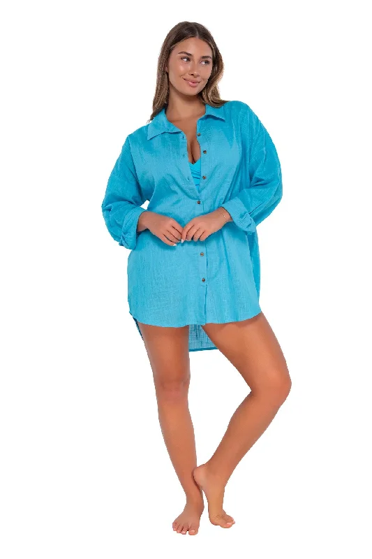 swimwear elastic fit -Sunsets Blue Bliss Delilah Shirt