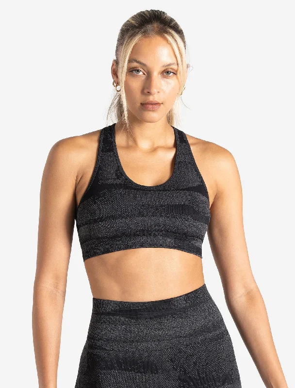 Grey Durable Sports Bra for Daily -Boost Seamless Sports Bra - Black