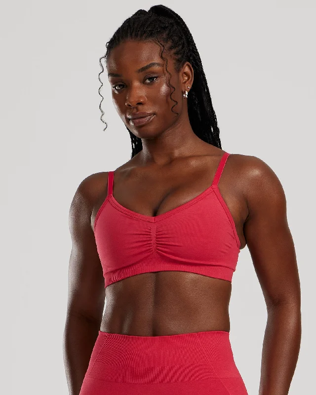 Cotton Black Sports Bra for Everyday -Define 2.0 Seamless Scrunch Bralette | Viva Magenta