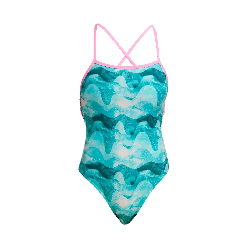 swimwear outdoor life -Teal Wave | Ladies Strapped In One Piece