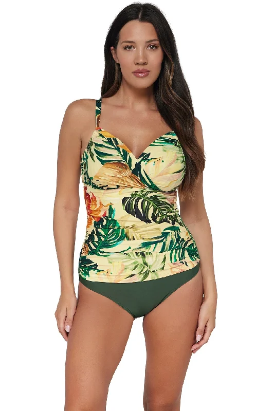 Green Camo Sports Tank Top for Hide -Sunsets Amber Oasis Serena Tankini Top