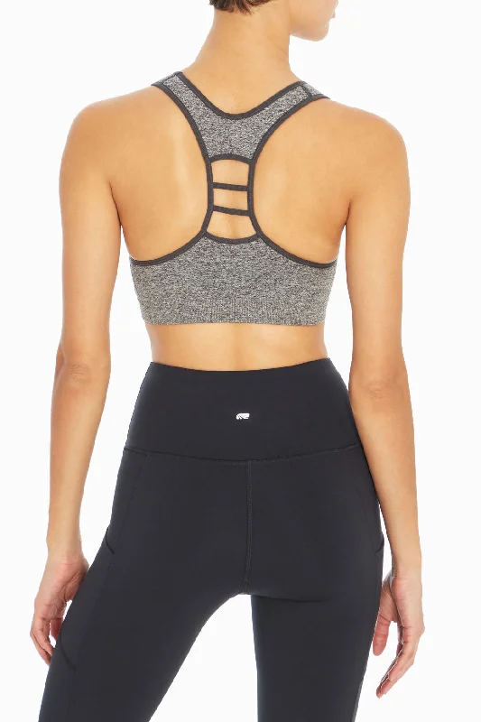 Polyester Grey Sports Bra for Strength -Haley Seamless Sports Bra