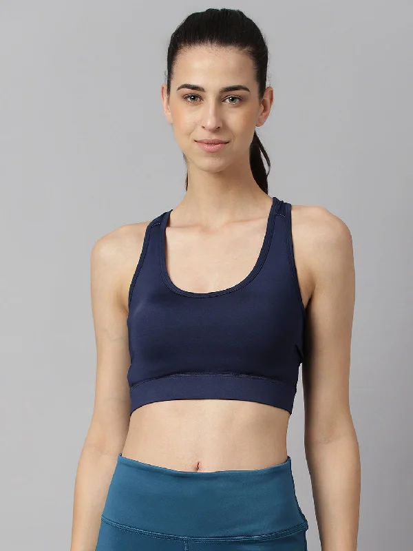 Black Sweat Resistant Sports Bra for Resist -Alcis Women Navy Anti-Static Slim-Fit High Impact Sports Bra