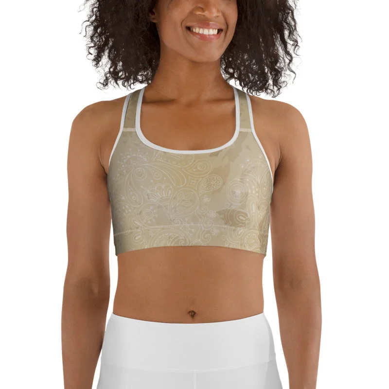 Mesh Orange Sports Bra for Ventilation -Vidya (Brown) Sports bra