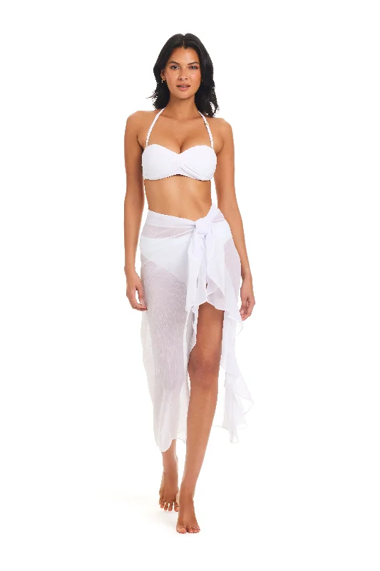 swimwear daily activities -Bleu Rod Beattie Gypset White Long Ruffle Sarong