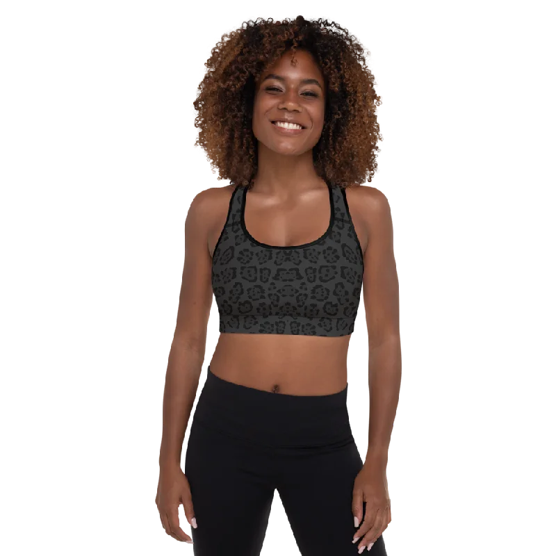 Curvy Pink Sports Bra for Full Figures -Black Jaguar Padded Sports Bra