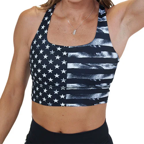 Pink Ultra Soft Sports Bra for Plush -Longline Bra | Stars & Stripes