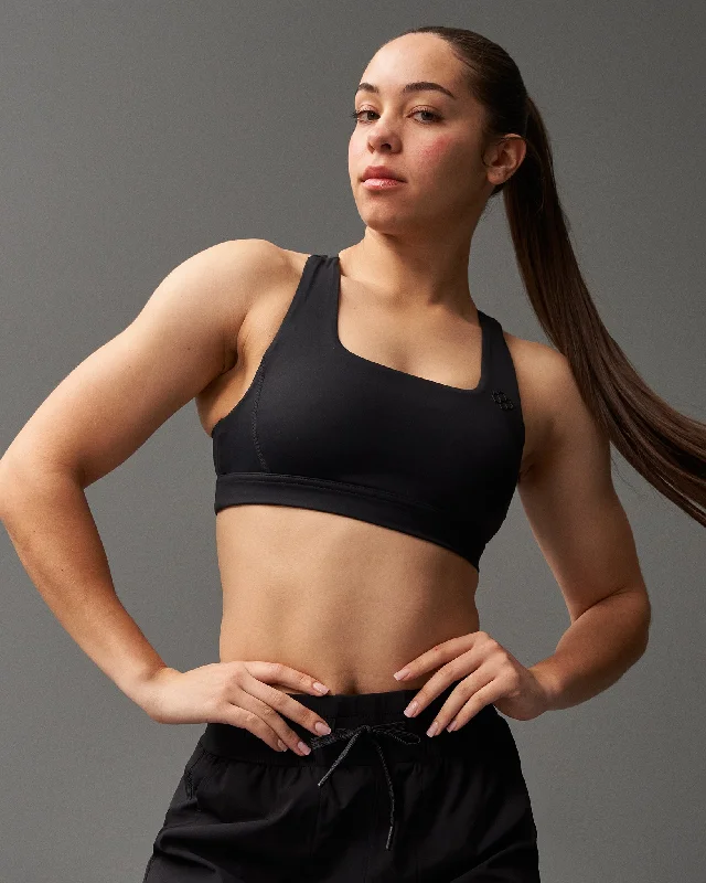 White Low Impact Sports Bra for Stretching -RUDIS Women's Medium Impact Padded Sports Bra - Black