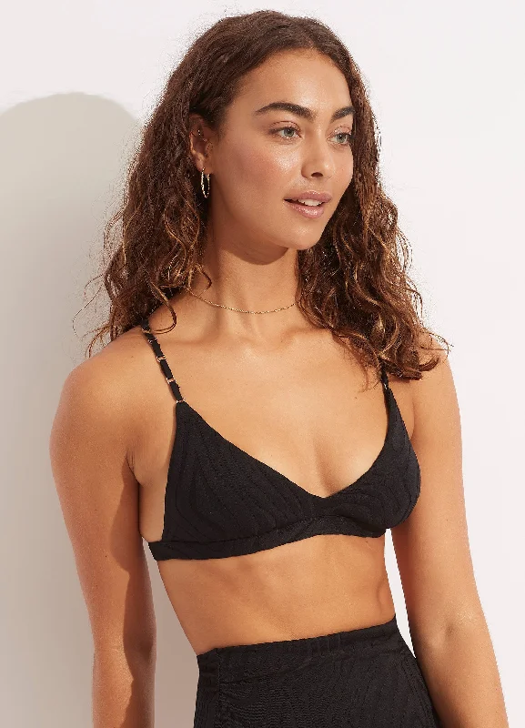 Low Impact Sports Bra for Pilates -Second Wave FixedTri Bra - Black