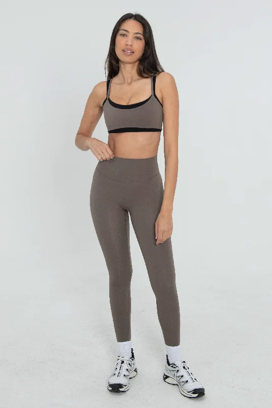 Reflective Sports Bra for Safety -Layered Bra - Walnut