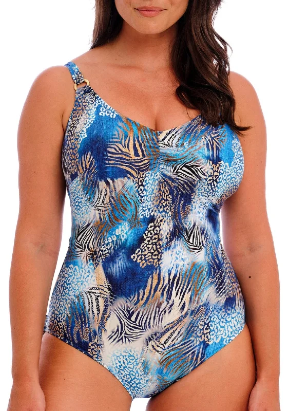 swimwear active families -Seraya Sands V-Neck Swimsuit - Denim