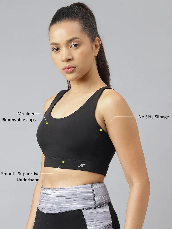 Blue Pull-On Sports Bra for Slip -Alcis Women Black Anti-Static Slim-Fit Sports Training Bra Top