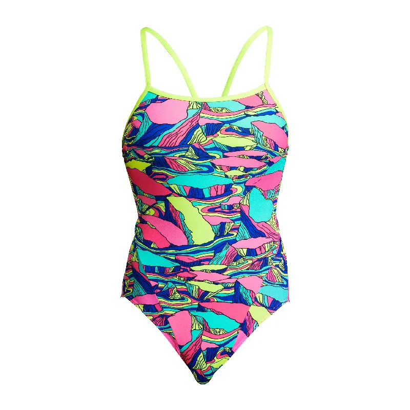 swimwear stylish cut -Bright Bergs | Ladies Single Strap One Piece