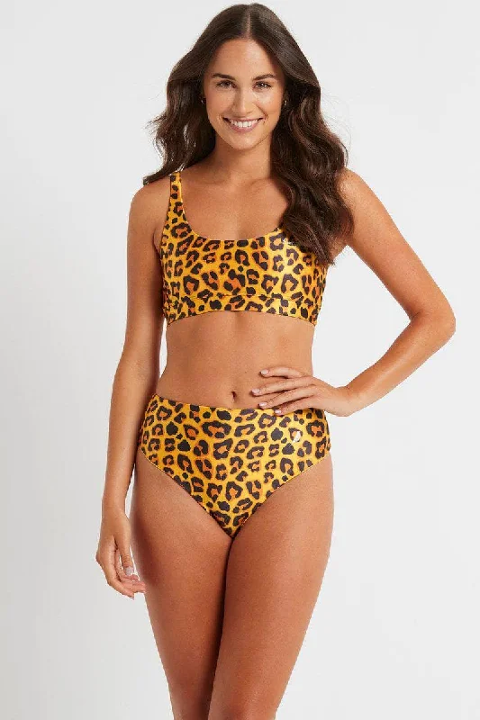 swimwear long sessions -Palm Beach Top in Leopard