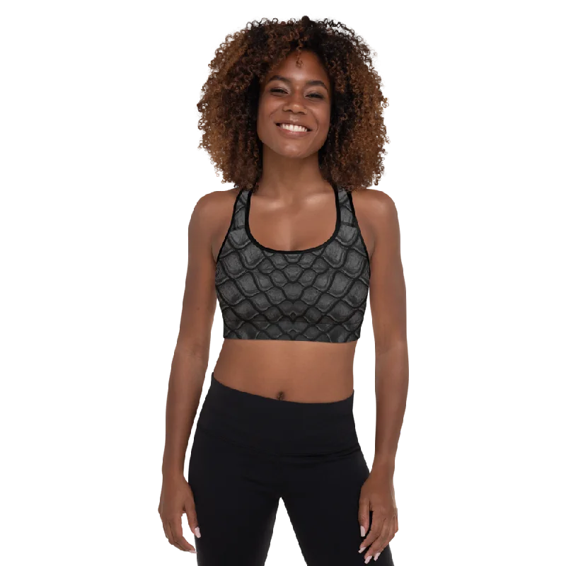 Camo Sports Bra for Outdoor Fitness -Crocodile Padded Sports Bra