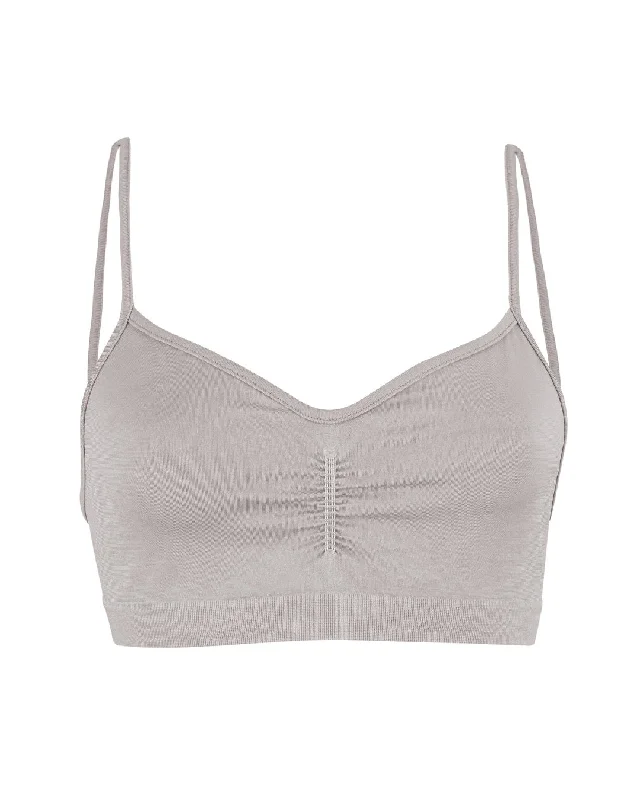 Cropped Grey Sports Bra for Layering -POISE Bra Top | Taupe