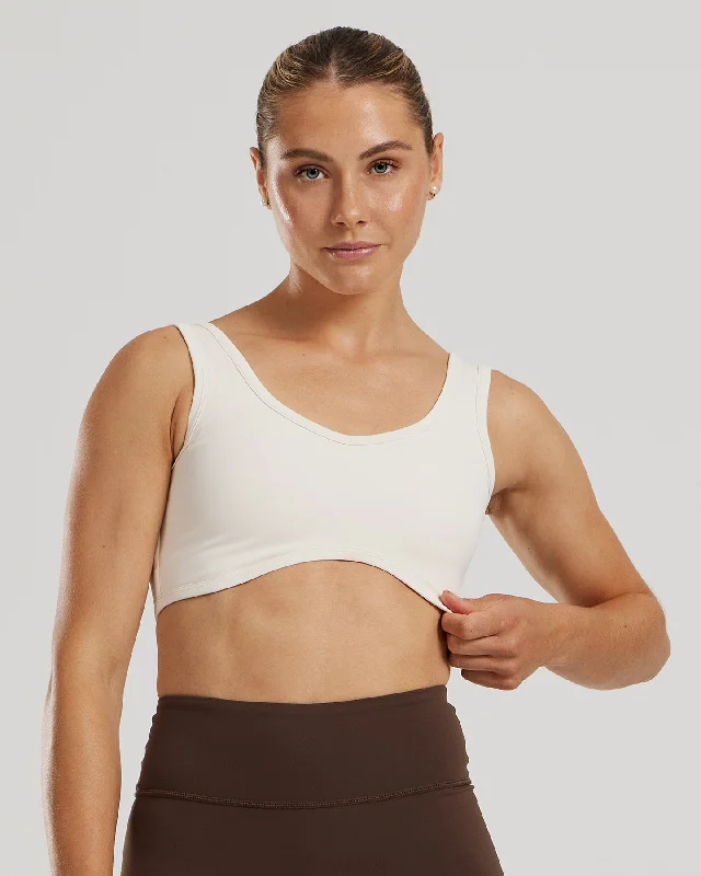 Grey Full Length Sports Bra for Coverage -Essential Contour Bra | Off White