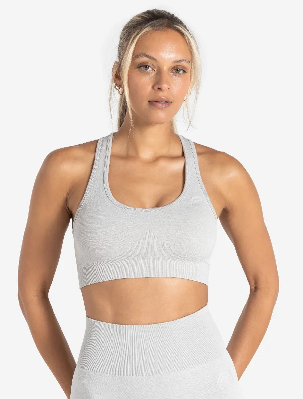 Soft Floral Sports Bra for Relaxation -Core Seamless Sports Bra - Grey Marl