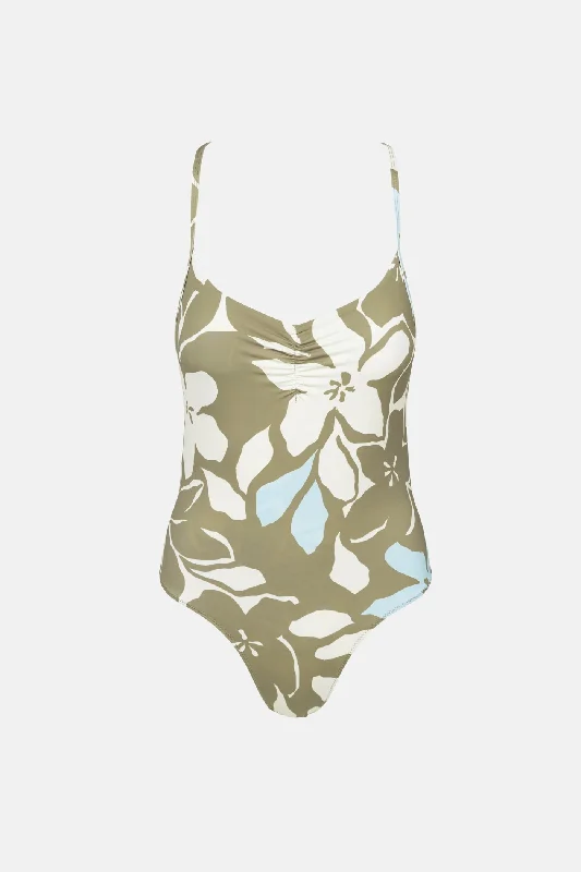 swimwear quick-dry tech -Georgie Floral Cross Back One Piece Green