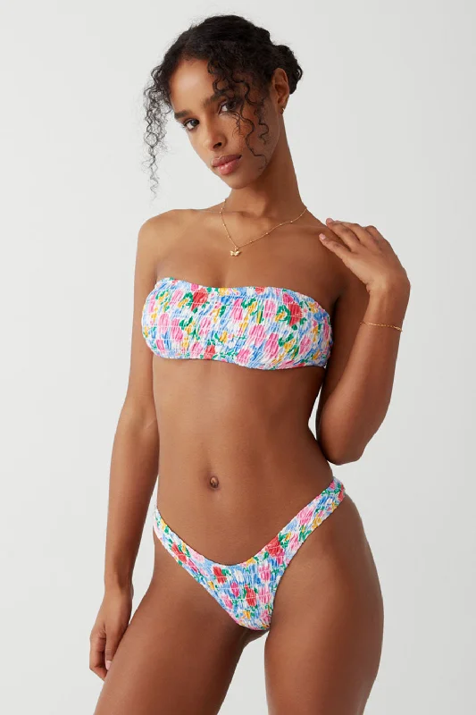 swimwear sporty design -Rosabella Bandeau  Bikini Top - Painted Petals