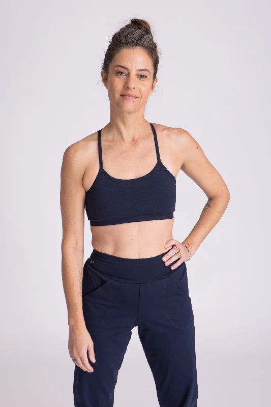 Black Padded Sports Bra for Yoga -Criss Cross Bra