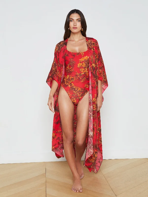 swimwear cool days -Kara Silk-Blend Kimono Cover-Up