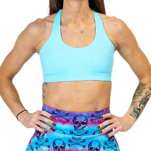 Eco-Friendly Sports Bra for Sustainability -Butterfly Back Bra | Bombshell Blue