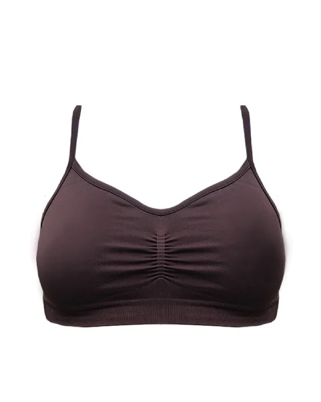 Cropped White Sports Bra for Style -POISE Bra Top | Chocolate Brown