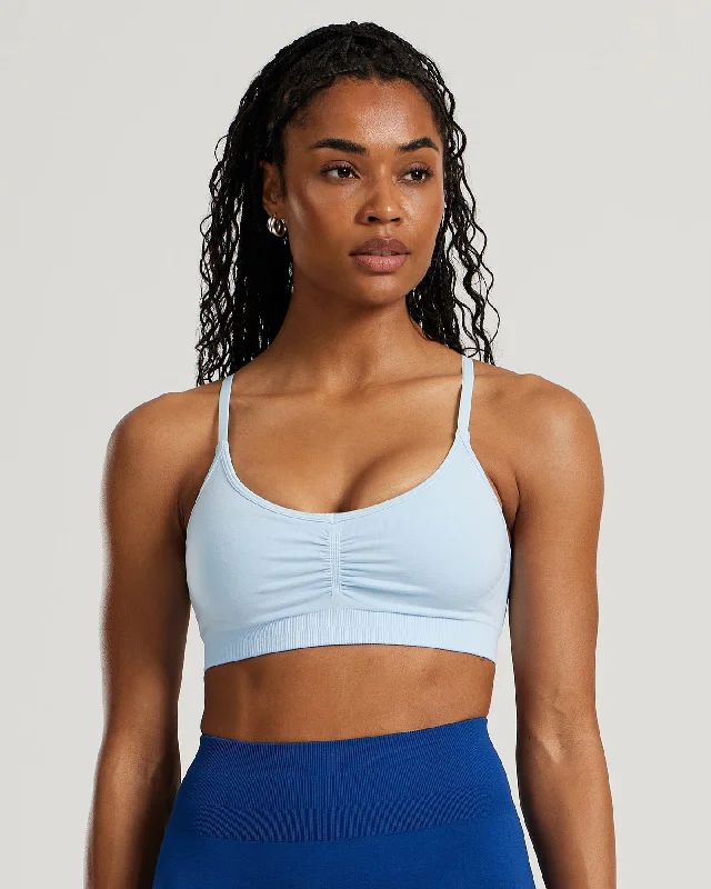 Purple Camo Sports Bra for Blend -Define Scrunch Seamless Bralette | Powder Blue