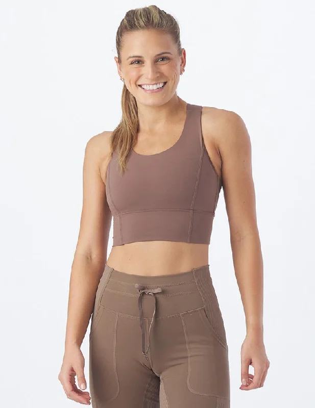 Yellow Mesh Sports Bra for Ventilation -One Crop Bra: Mocha