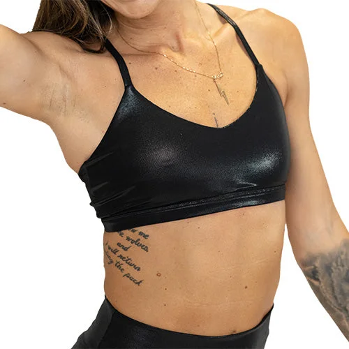 Adjustable Strap Sports Bra for Gym -Move Free Bra | Faux Leather